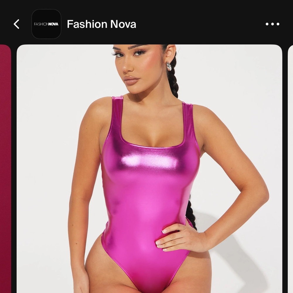 Metallic Pink Fashion Nova Bodysuit